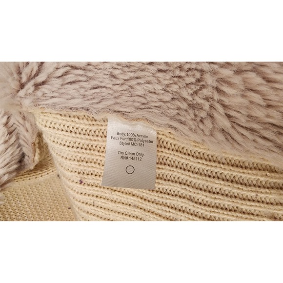 Womens Sweater Size Small Faux Fur Collar Cardigan Open Front‎ Beige Sweater - Picture 4 of 4